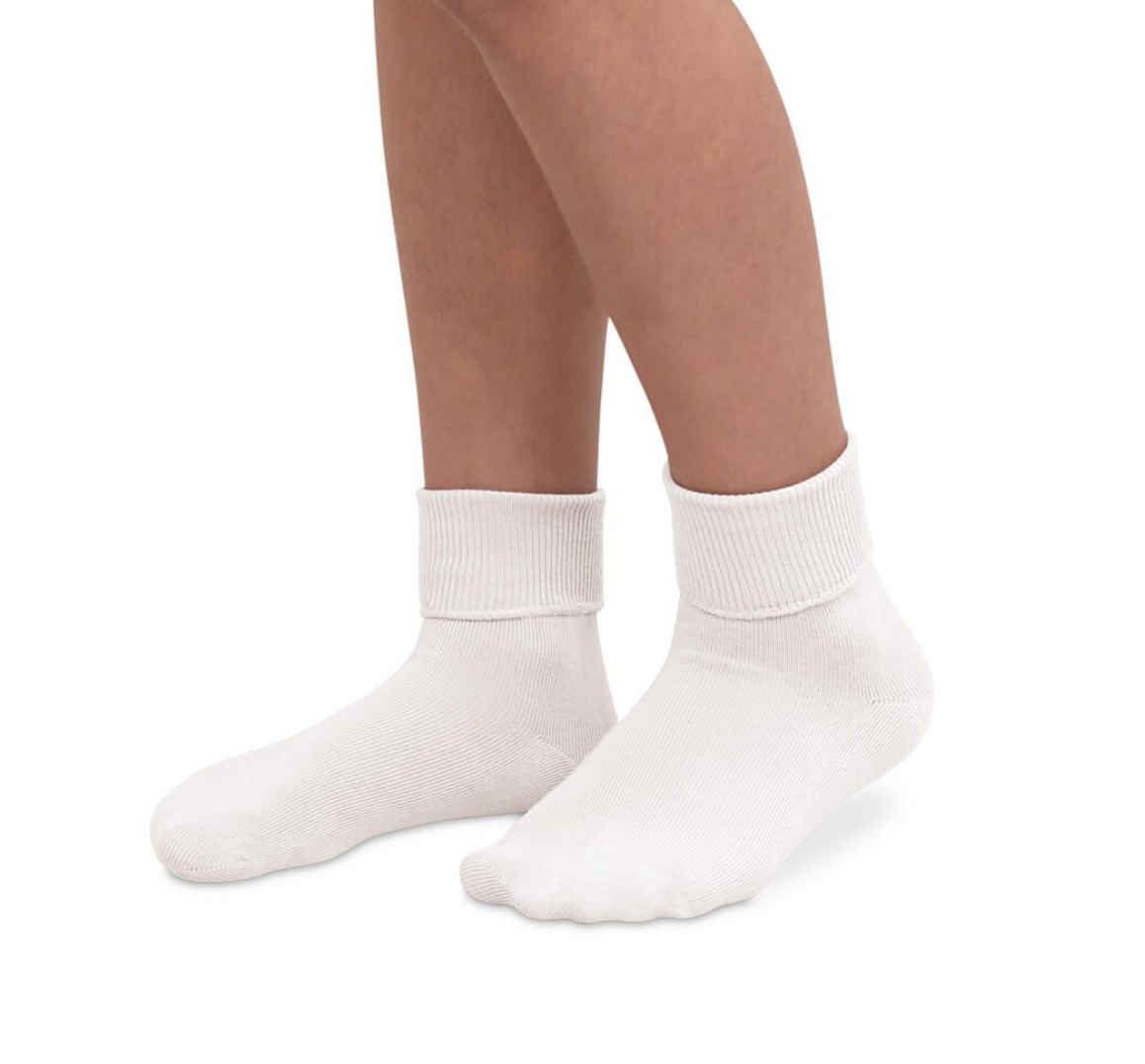 White Smooth Toe Turn Cuff Socks 2200 - Jefferies Socks