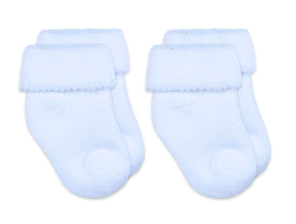 Blue Terry Turn Cuff Newborn Bootie Socks - Jefferies Socks