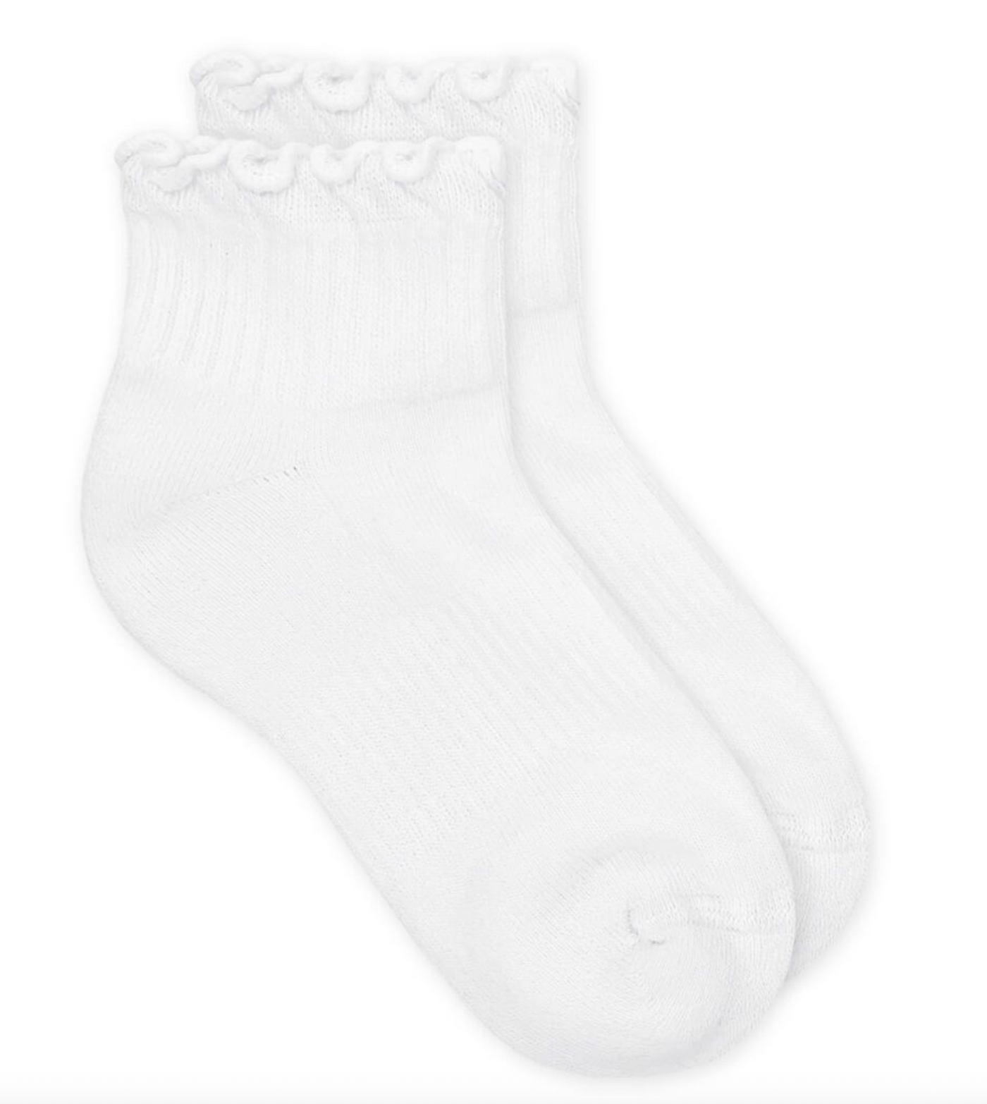 White Smooth Toe Ruffle Ripple Edge Socks 2821 - Jefferies Socks