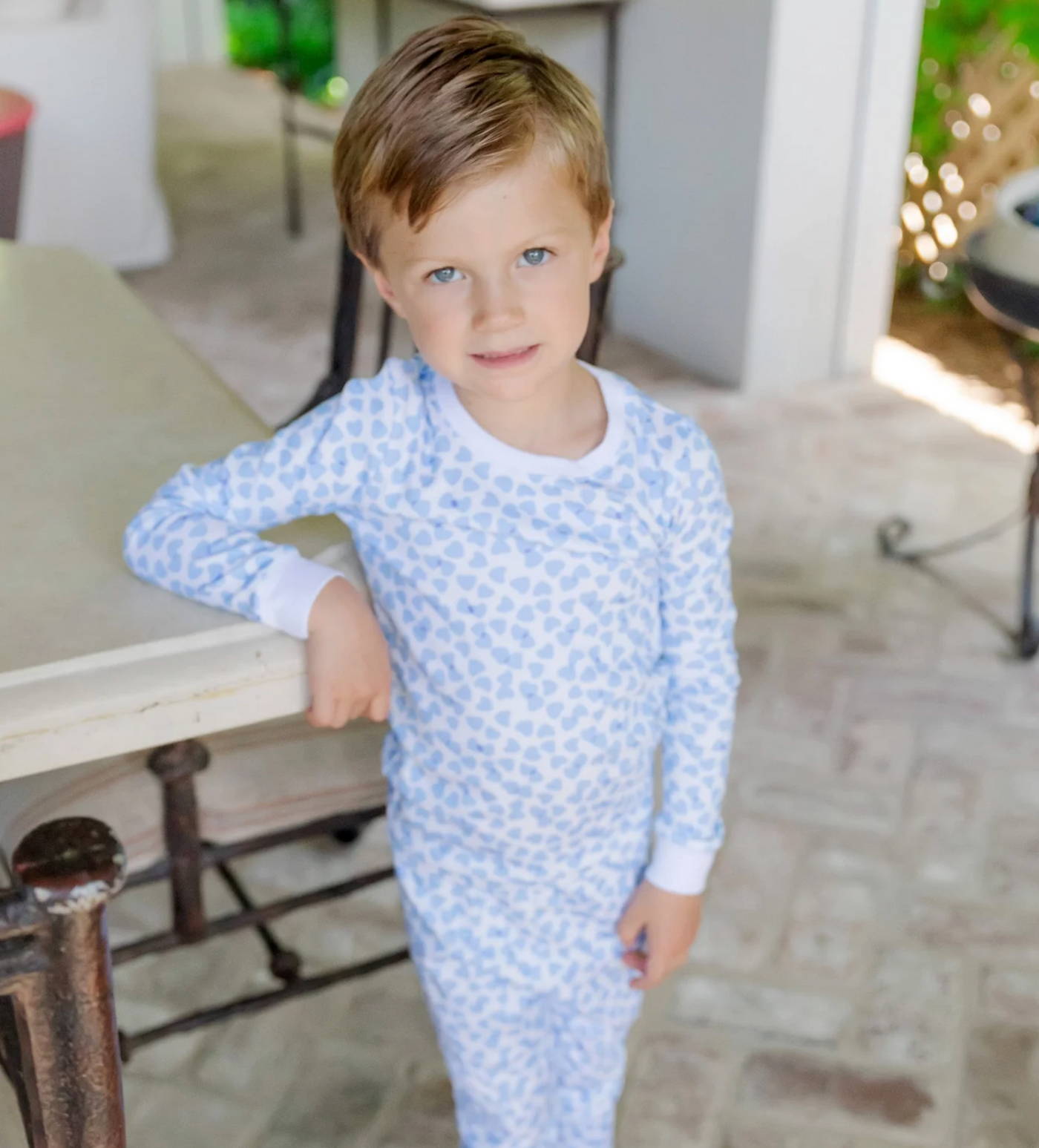 Boys Blue Hearts Pima Pajamas - Lila & Hayes