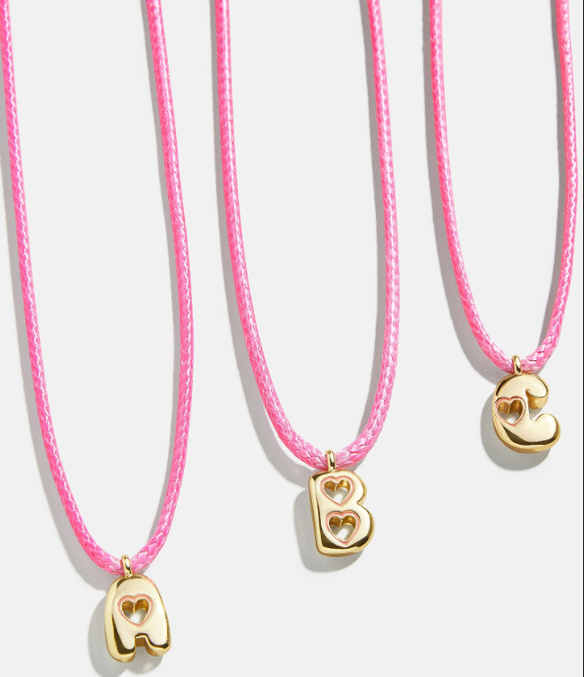Pretty in Pink Kids Initial Necklace - BaubleBar