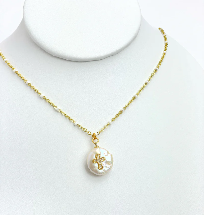 Madison Enamel Cross Necklace - Taylor Shaye