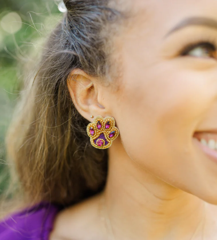 Purple/Gold Tiger Paw Stud - Taylor Shaye