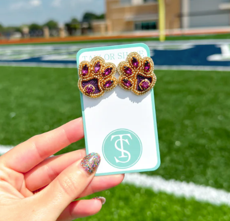 Purple/Gold Tiger Paw Stud - Taylor Shaye