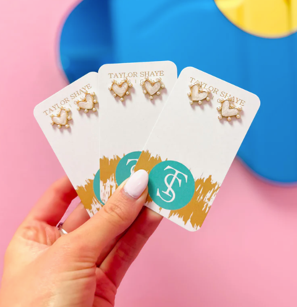 Pearl Heart Studs - Taylor Shaye