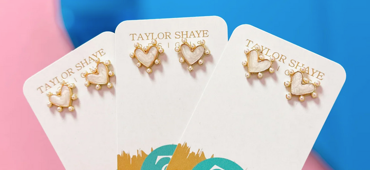 Pearl Heart Studs - Taylor Shaye