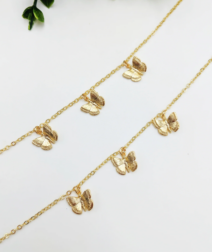 Gold Dainty Triple Butterfly Necklace - Taylor Shaye