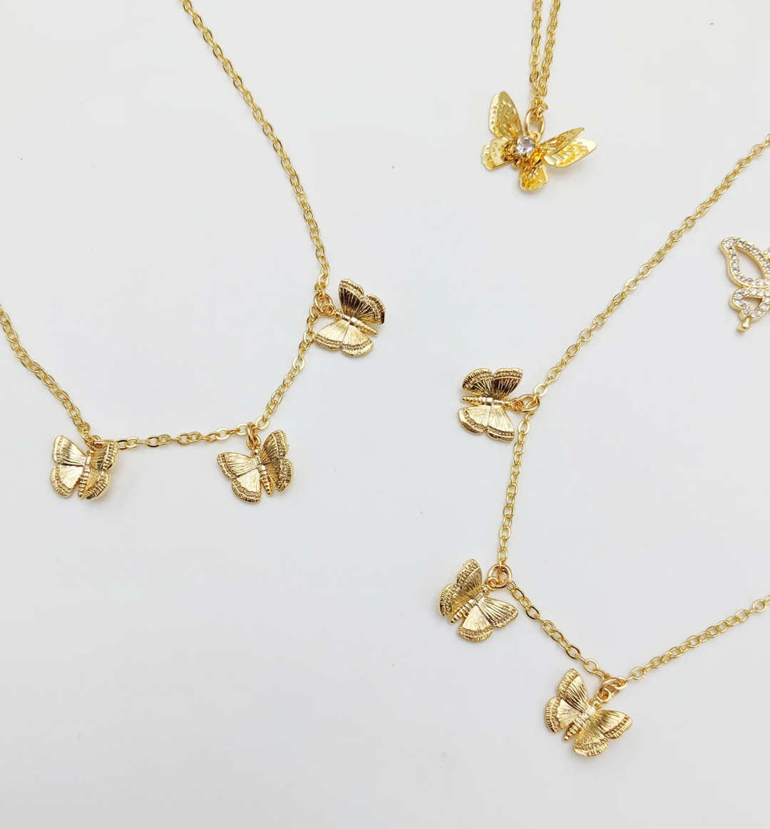 Gold Dainty Triple Butterfly Necklace - Taylor Shaye