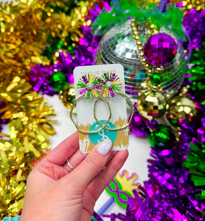 Mardi Gras Sequin Sunburst Hoops - Taylor Shaye