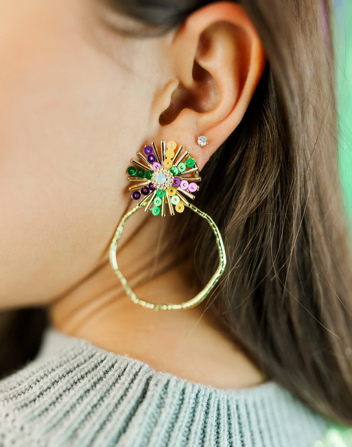 Mardi Gras Sequin Sunburst Hoops - Taylor Shaye