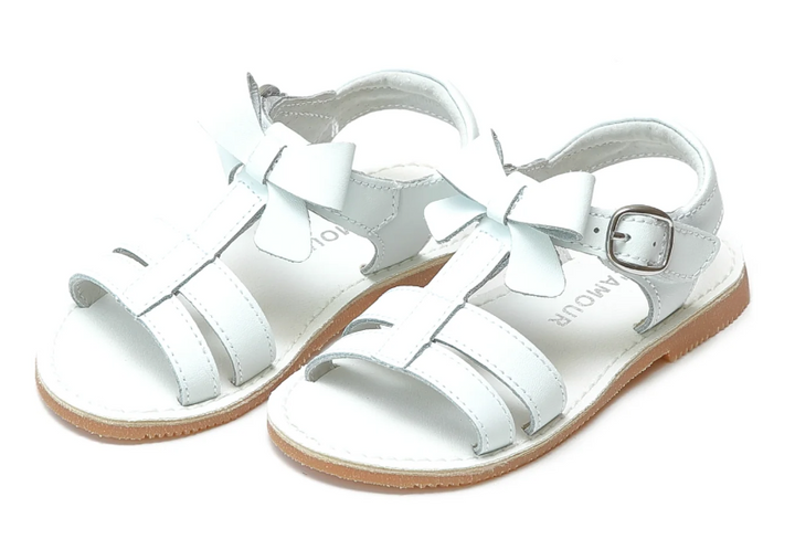 Girls White Bow Sandals - L'Amour