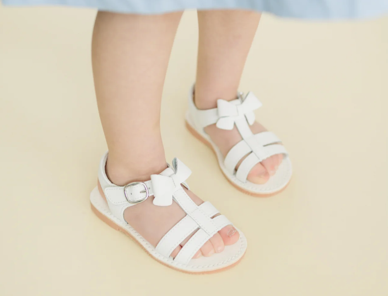 Girls White Bow Sandals - L'Amour