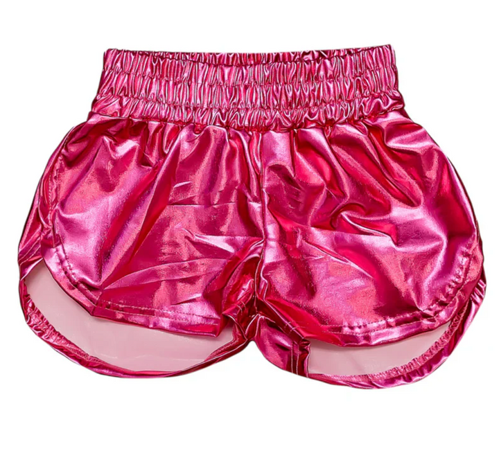Hot Pink Metallic Shorts - Belle Cher