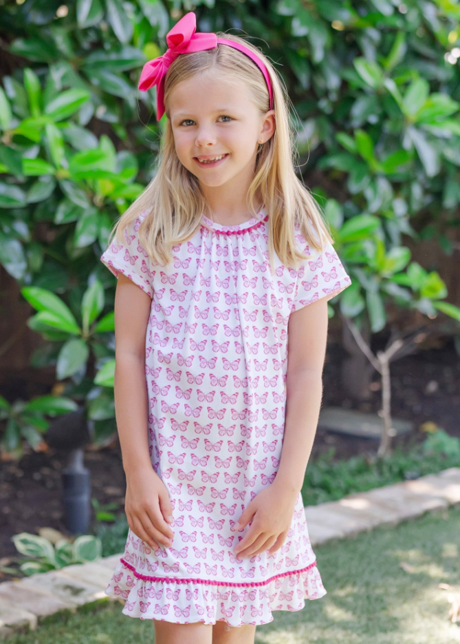 CAMDEN GIRLS' NIGHTGOWN - CARTIE PINK BUTTERFLIES - Lila + Hayes