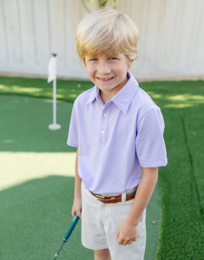 Lavender Stripe Performance Polo - Lila + Hayes