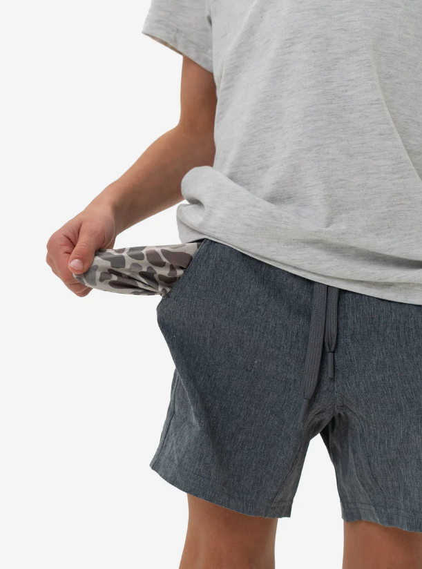 Grizzly Grey with Deer Camo Liner Youth Athletic Short - Burlebo