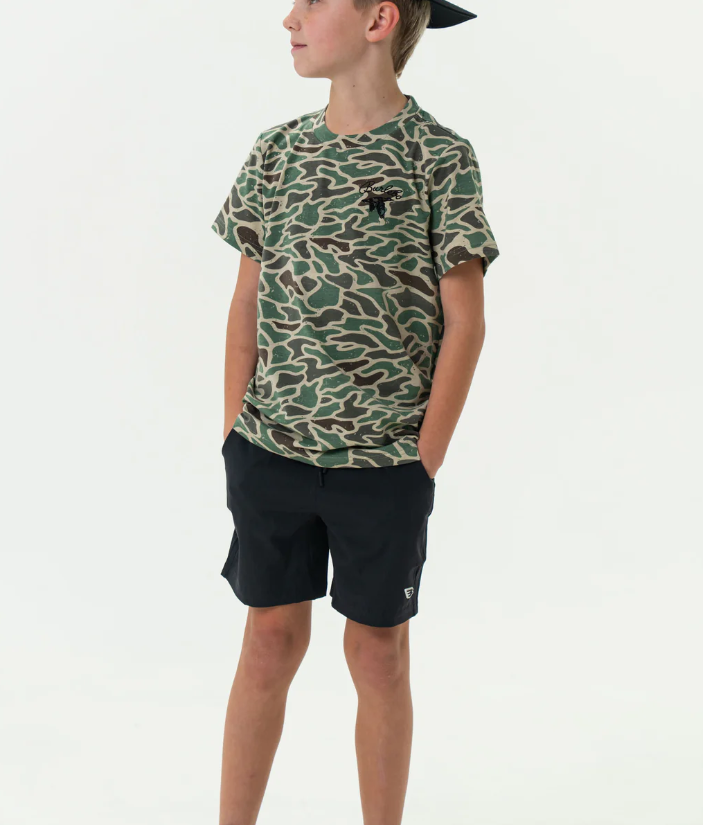 Black with Retro Duck Camo Liner Athletic Shorts - Burlebo