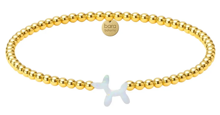 Opal Balloon Dog Gold Beaded Bracelet - bara boheme