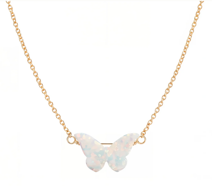 Opal Butterfly Elite Gold Chain Necklace - bara boheme