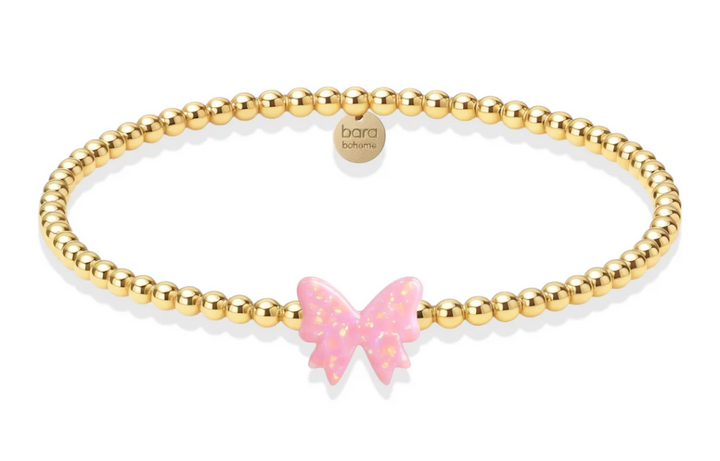 Opal Bow Gold Beaded Bracelet - bara boheme