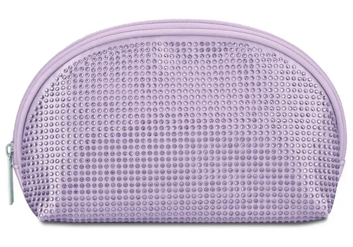 Lavender Rhinestone Oval Cosmetic Bag