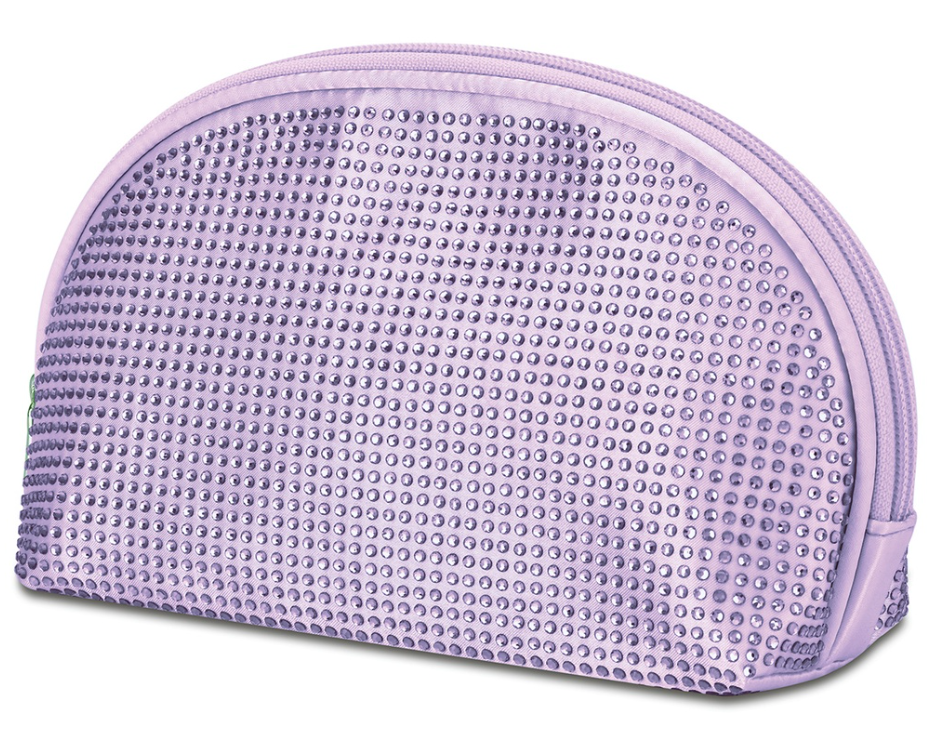 Lavender Rhinestone Oval Cosmetic Bag