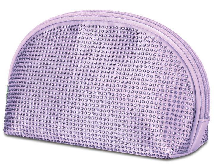 Lavender Rhinestone Oval Cosmetic Bag