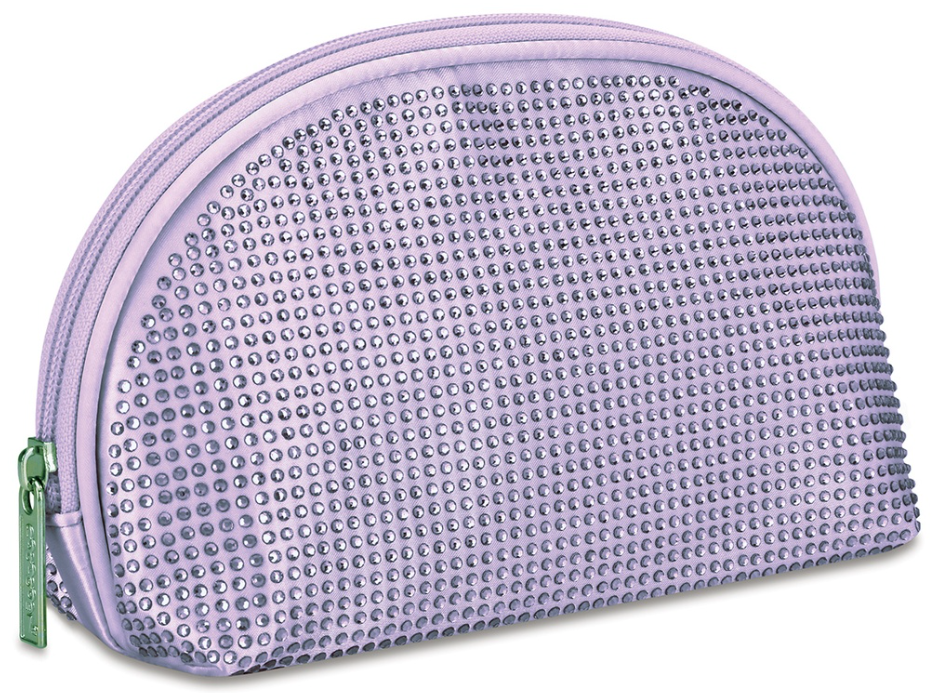 Lavender Rhinestone Oval Cosmetic Bag