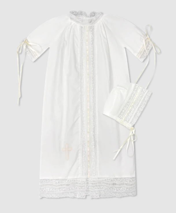 White Lace Felicity Christening Gown & Bonnet Set - Lullaby Set