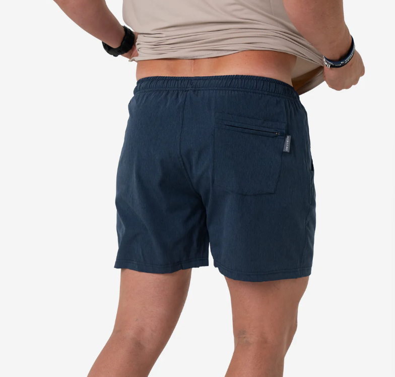 Men's Athletic Short - Heather Navy - American Flag Liner - Burlebo