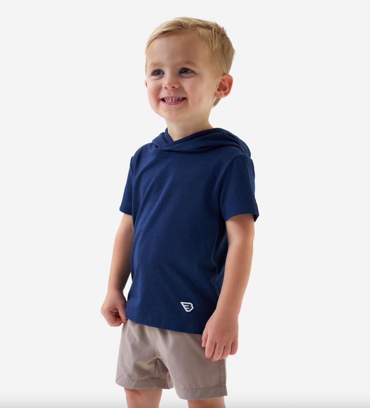 Navy Short Sleeve Performance Hoodie - Burlebo