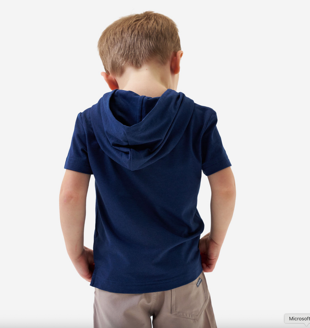 Navy Short Sleeve Performance Hoodie - Burlebo