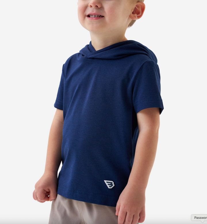Navy Short Sleeve Performance Hoodie - Burlebo