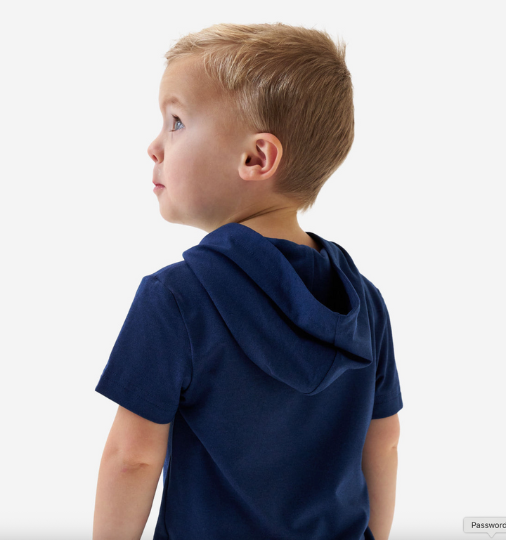 Navy Short Sleeve Performance Hoodie - Burlebo