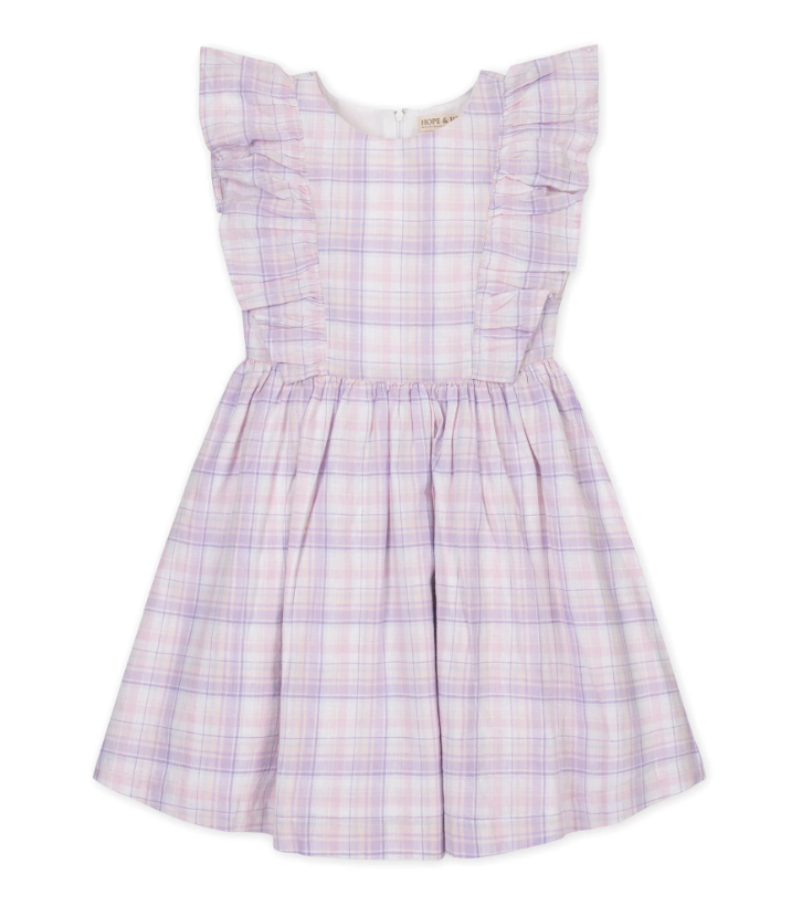 Linen Lavender Flutter Sleeve Pinafore Dress - Hope & Henry