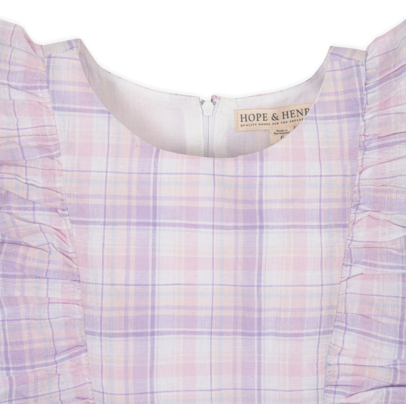 Linen Lavender Flutter Sleeve Pinafore Dress - Hope & Henry