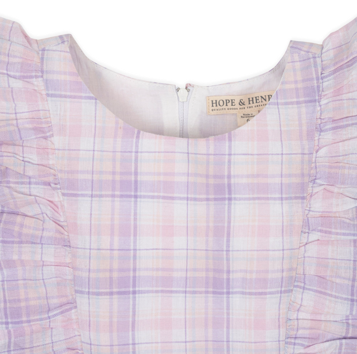 Linen Lavender Flutter Sleeve Pinafore Dress - Hope & Henry