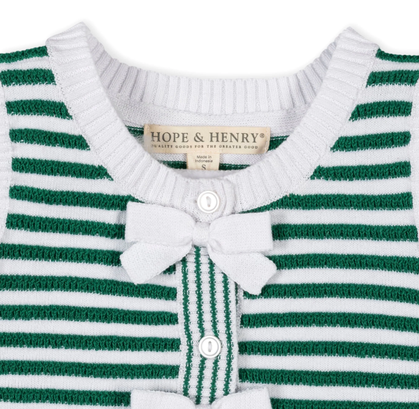 Button Front Green Sweater Tank with Bows - Hope & Henry