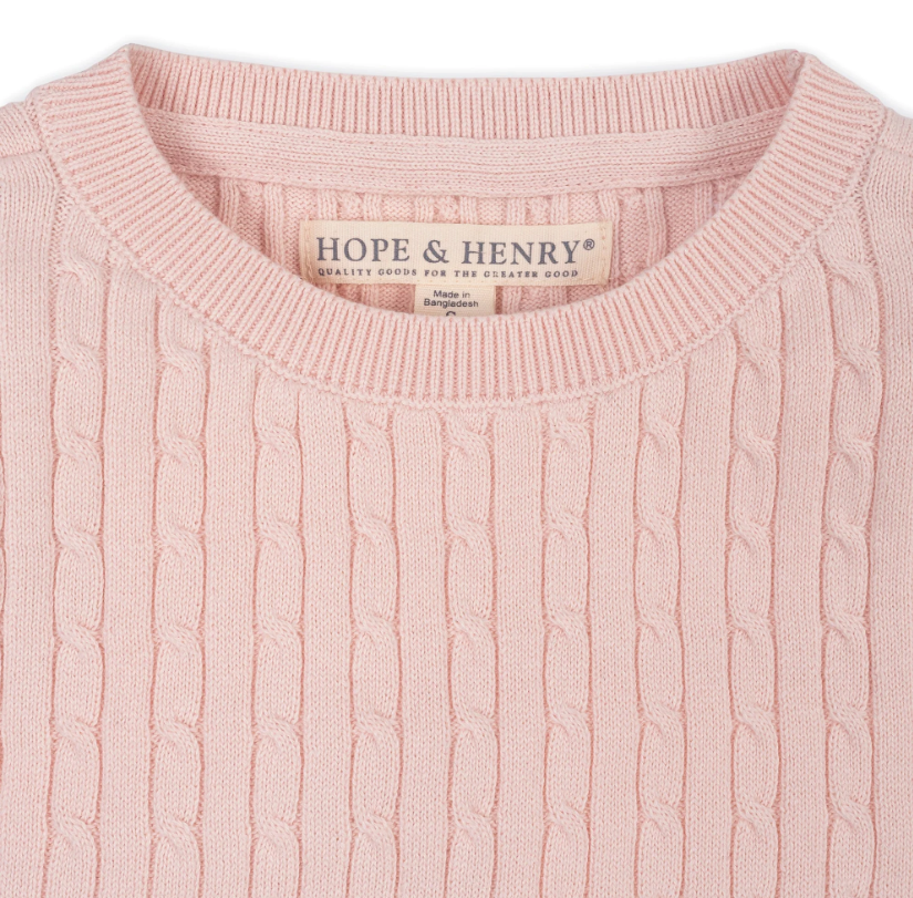 Pink Short Sleeve Cable Sweater - Hope & Henry