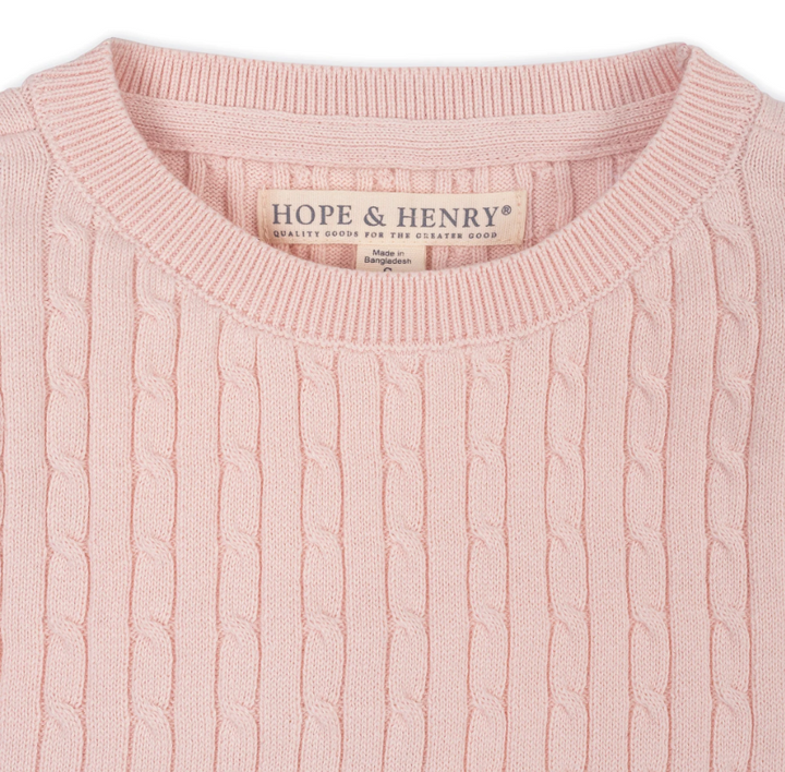 Pink Short Sleeve Cable Sweater - Hope & Henry