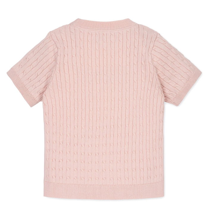Pink Short Sleeve Cable Sweater - Hope & Henry