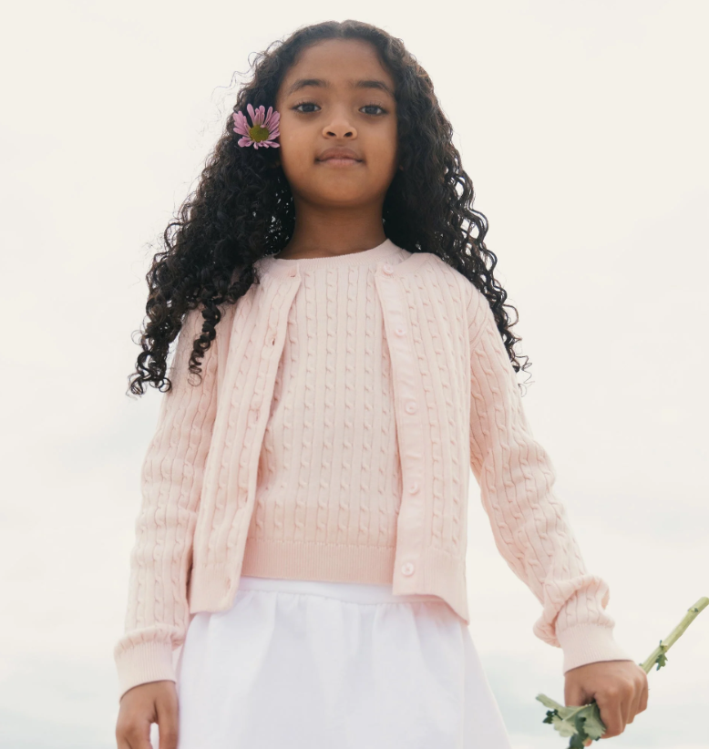 Pink Short Sleeve Cable Sweater - Hope & Henry