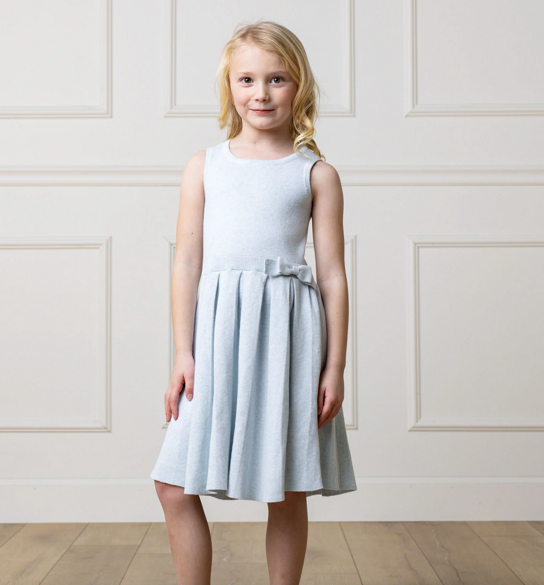 Light Blue Pleated Knit Dress - Hope & Henry