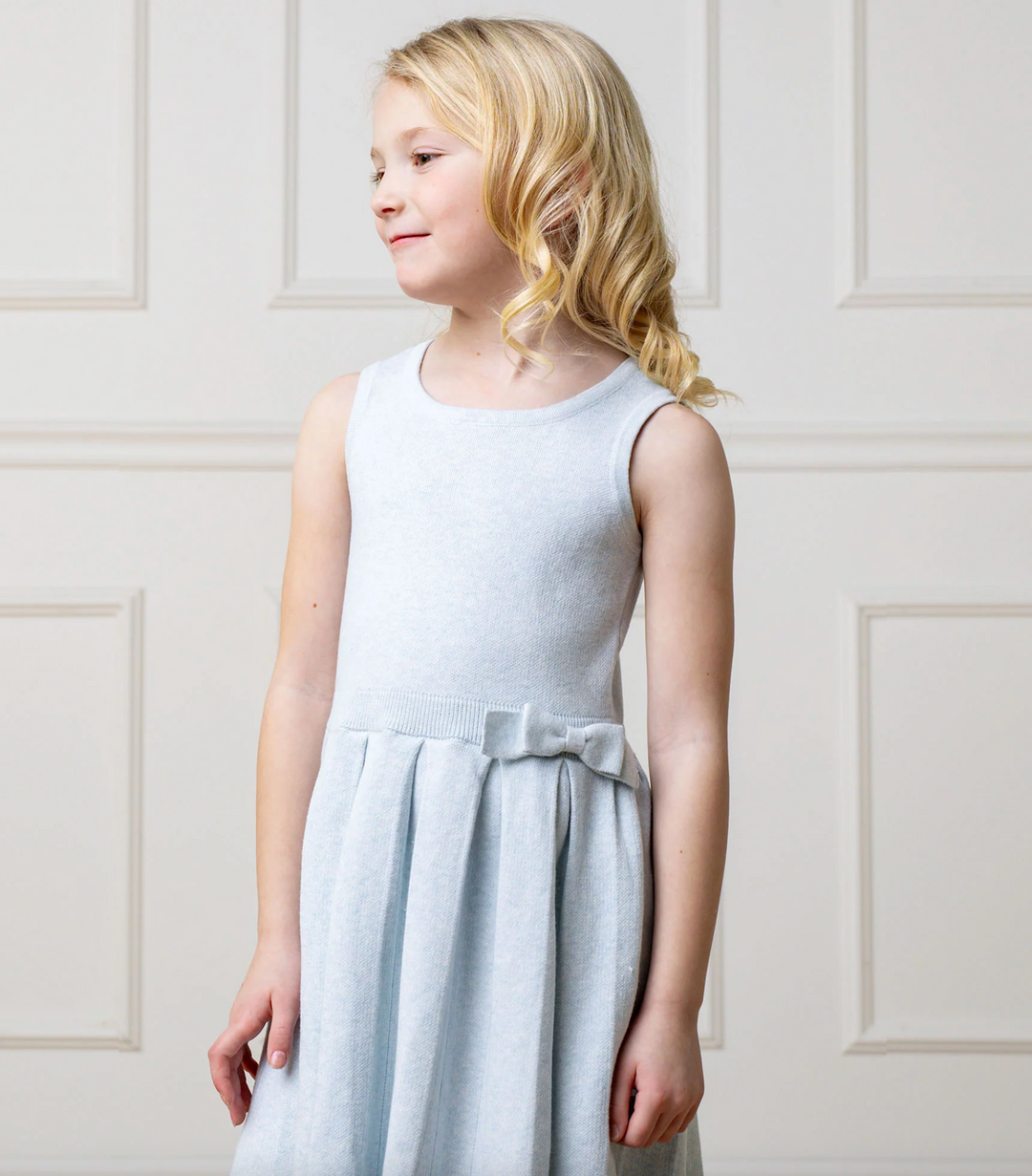 Light Blue Pleated Knit Dress - Hope & Henry