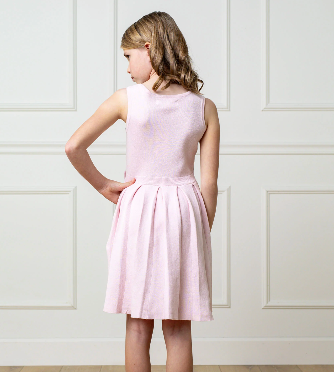 Pink Pleated Knit Dress - Hope & Henry