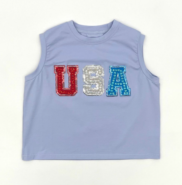 USA Rhinestone Patch Tee - Blended Spirit