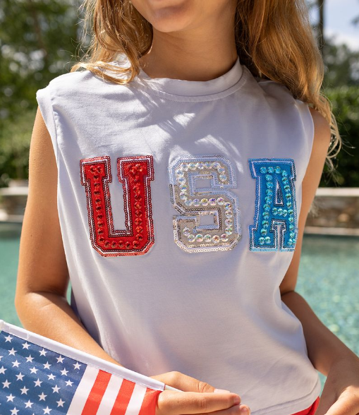 USA Rhinestone Patch Tee - Blended Spirit