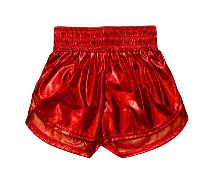 Red Metallic Shorts - Belle Cher