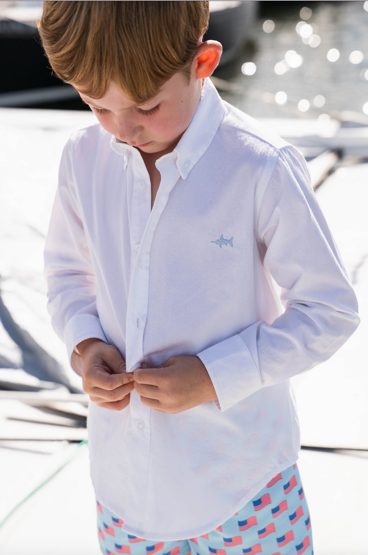 White Seersucker Oxford Shirt - Saltwater Boys