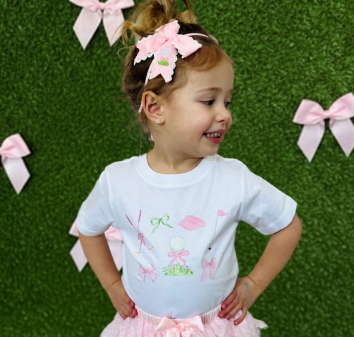 Lace Trim Golf Baby Headband Bow - Sweet Wink
